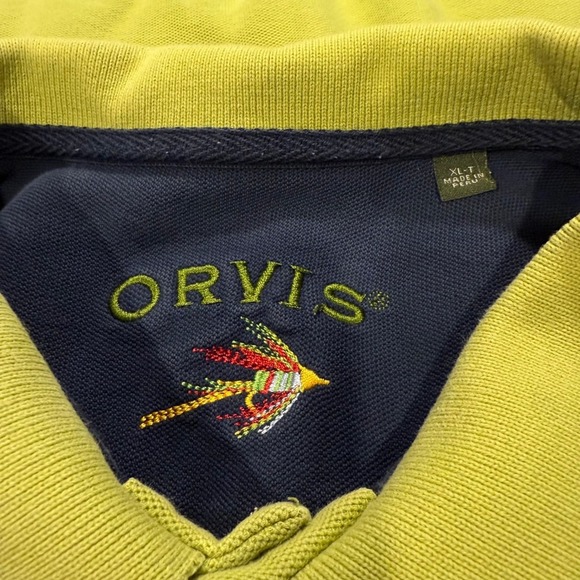 Orvis Mens XL Tall Olive Green Fishing Polo Shirt Short Sleeve - Picture 5 of 5